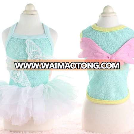 New Cute Bowtie Angel Dog Cotton Vest Pet Tutu Skirt