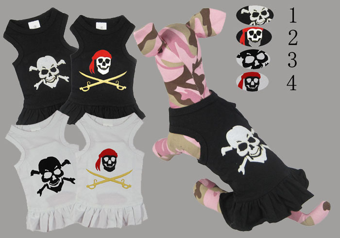 Custom Skull Printing Basic Plain Dog Dress Sports Pet Skirts